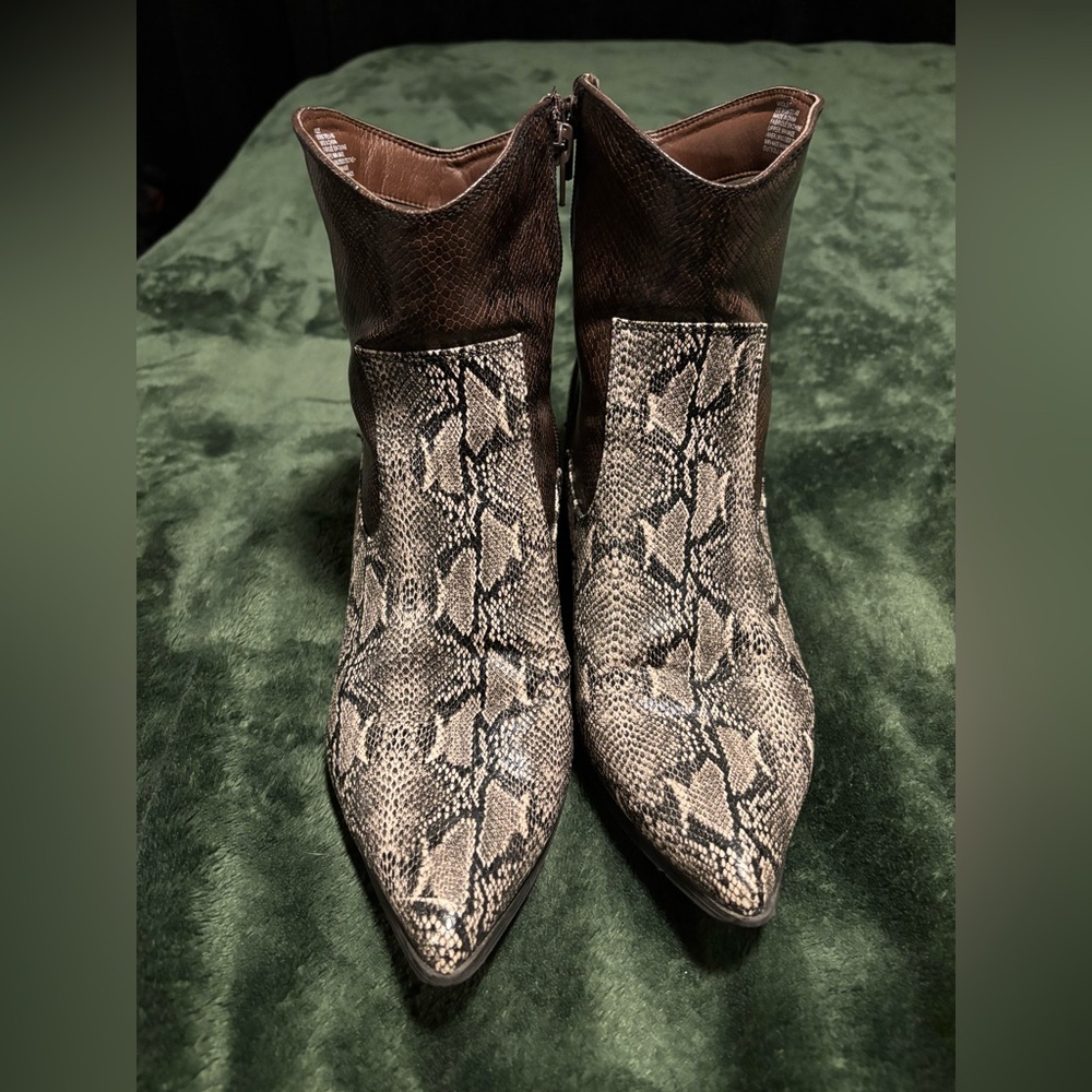 Just fab western bootie | multicolor snakeskin faux leather